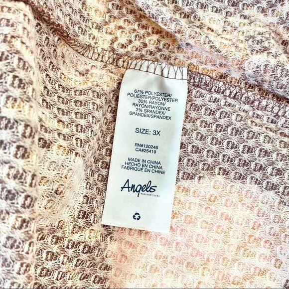Angels forever young lightweight long sleeve floral waffle pattern shirt top 3x - Picture 7 of 7